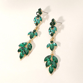 Marquise Stone Cluster Embellished Link Dropdown Evening Earrings