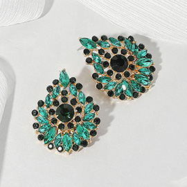 Round Marquise Stone Cluster Embellished Teardrop Evening Earrings