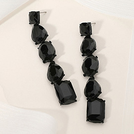 Faceted Teardrop Oval Rectangle Stone Cluster Link Dropdown Evening Earrings