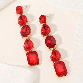 Faceted Teardrop Oval Rectangle Stone Cluster Link Dropdown Evening Earrings