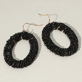 Seed Beaded Oval Ring Dangle Earrings