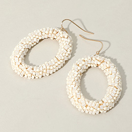 Seed Beaded Oval Ring Dangle Earrings
