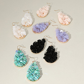Sequin Beaded Teardrop Dangle Earrings