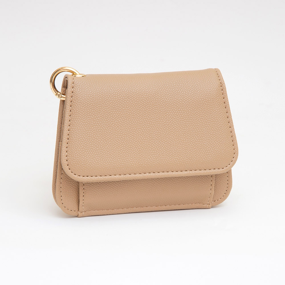 Faux Pebble Leather Compact Card Wallet Bag Charm