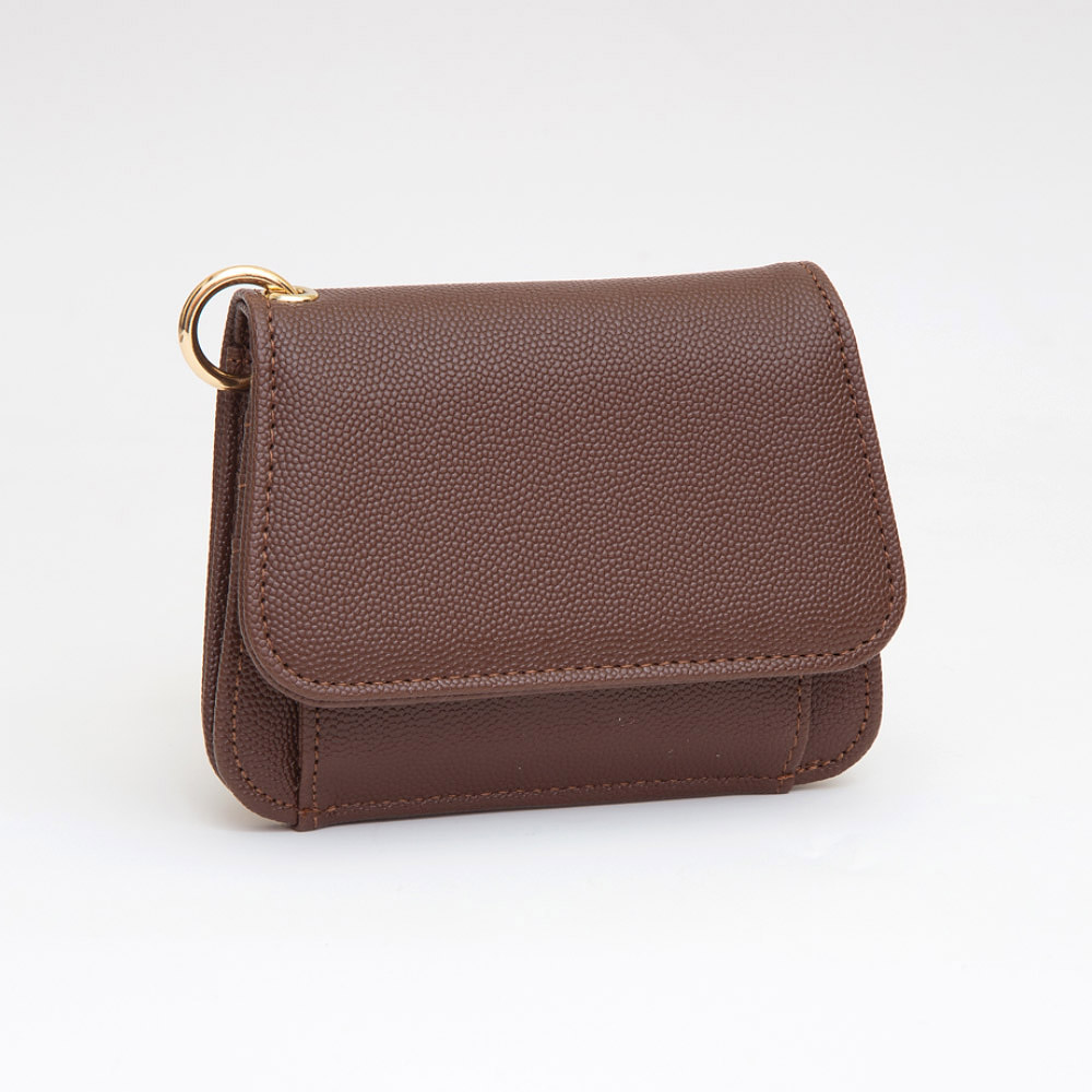 Faux Pebble Leather Compact Card Wallet Bag Charm