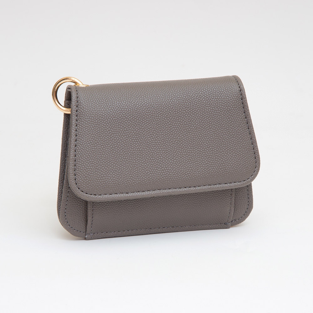 Faux Pebble Leather Compact Card Wallet Bag Charm