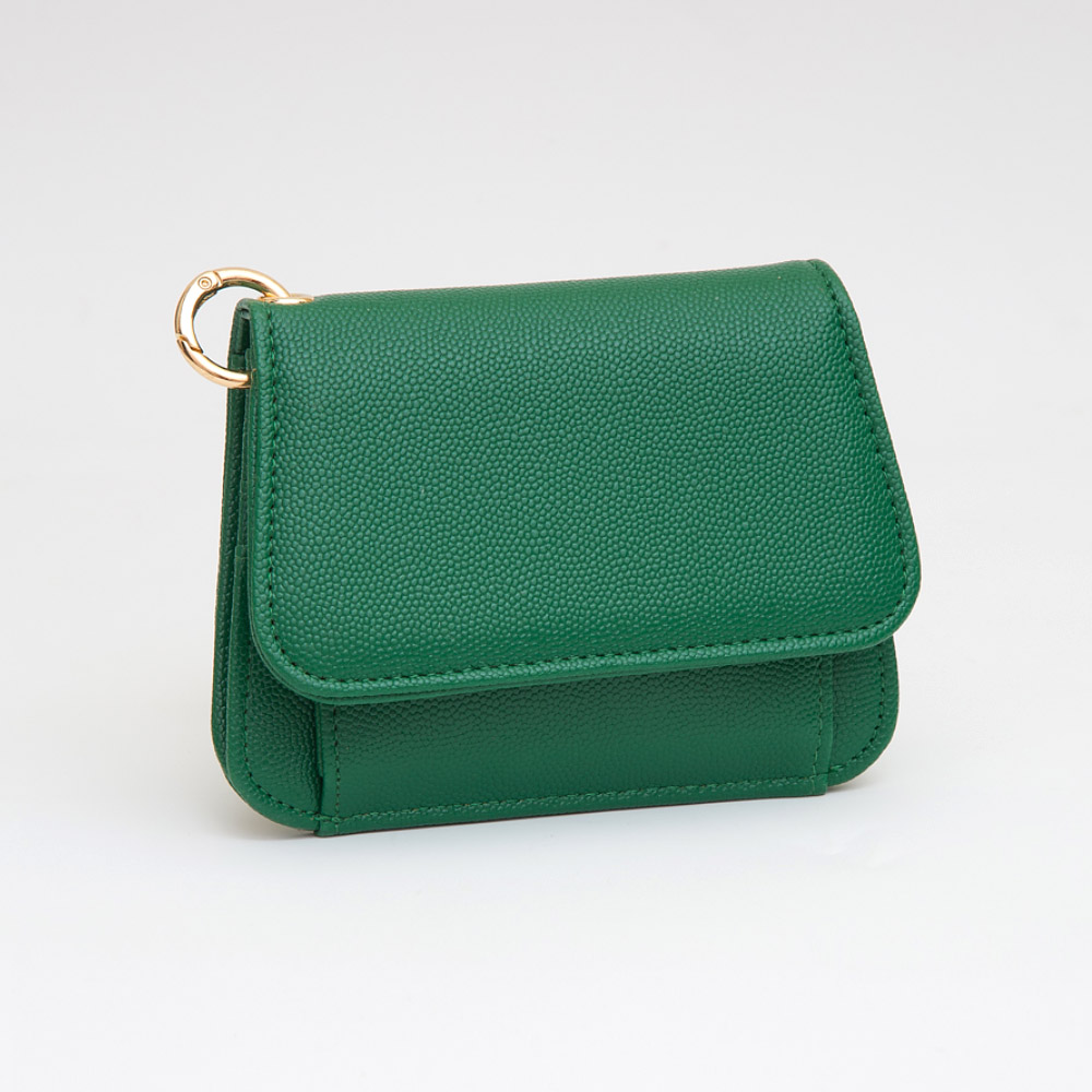 Faux Pebble Leather Compact Card Wallet Bag Charm