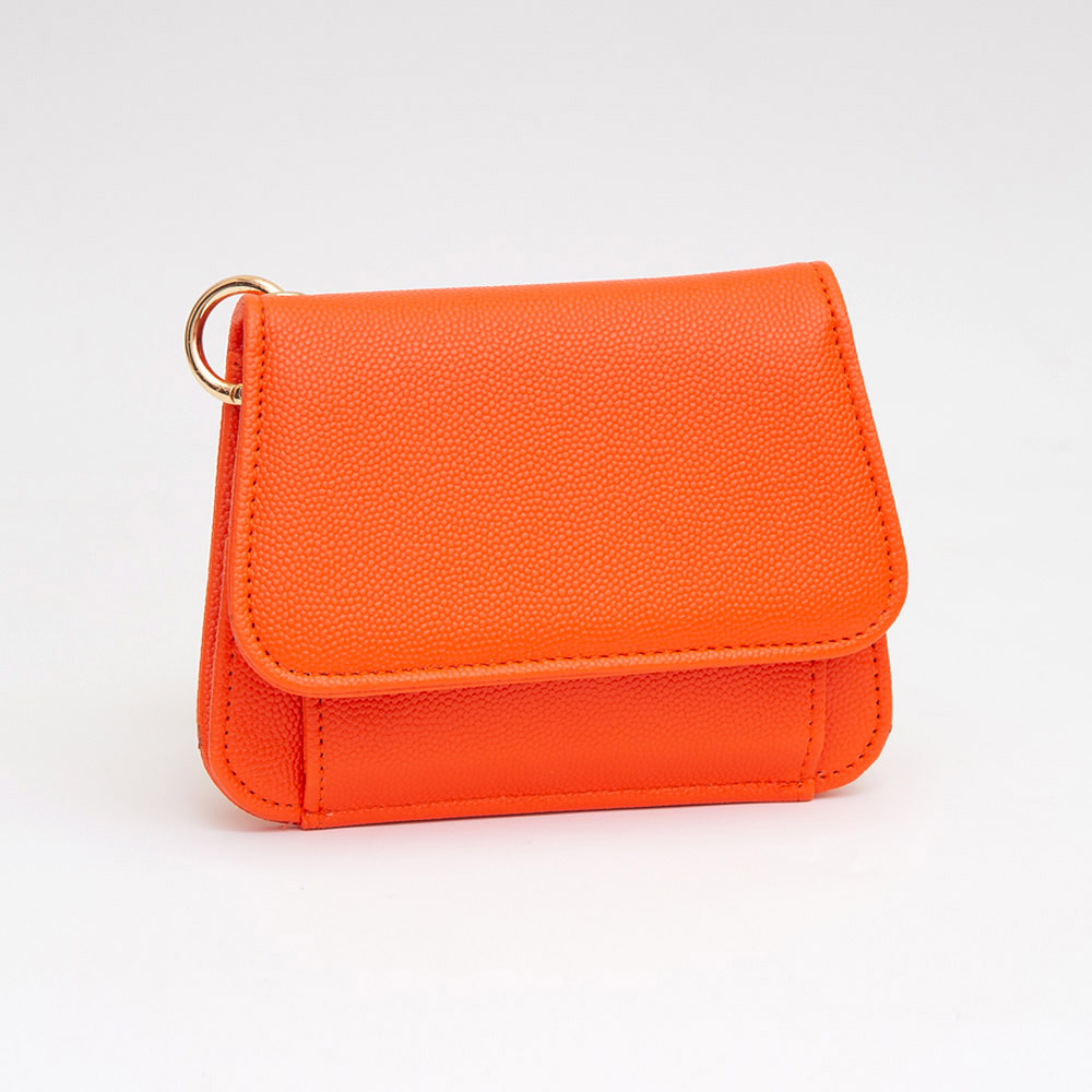 Faux Pebble Leather Compact Card Wallet Bag Charm