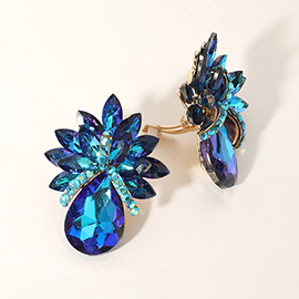 Teardrop Stone Accented Clip on Evening Earrings