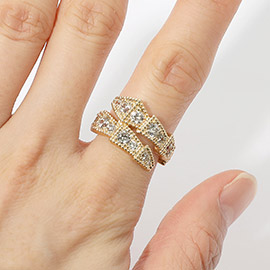CZ Stone Paved Geometric Ring