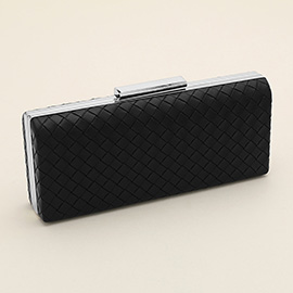 Faux Leather Basket Weave Evening Clutch Bag / Crossbody Bag