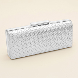 Faux Leather Basket Weave Evening Clutch Bag / Crossbody Bag
