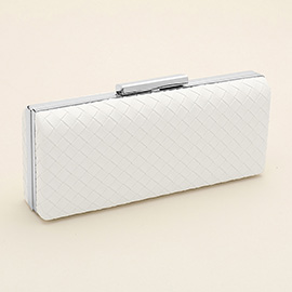 Faux Leather Basket Weave Evening Clutch Bag / Crossbody Bag
