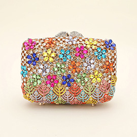 Crystal Rhinestone Embellished Flower Pattern Evening Clutch / Tote / Shoulder Bag