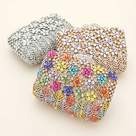 Crystal Rhinestone Embellished Flower Pattern Evening Clutch / Tote / Shoulder Bag