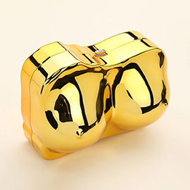 Metallic Sculpted Bust Body Shape Clutch Evening Bag / Crossbody Bag