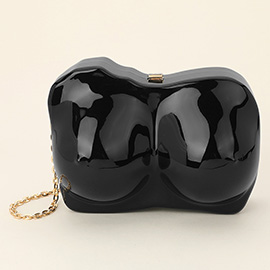 Metallic Sculpted Bust Body Shape Clutch Evening Bag / Crossbody Bag