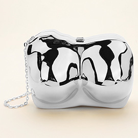 Metallic Sculpted Bust Body Shape Clutch Evening Bag / Crossbody Bag