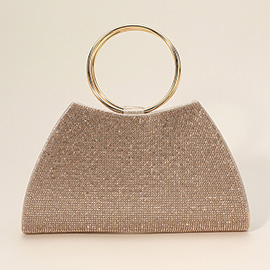 Bling Studded Ring Top Handle Evening Bag / Crossbody Bag