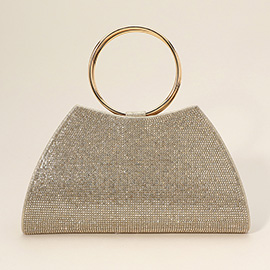 Bling Studded Ring Top Handle Evening Bag / Crossbody Bag