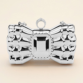 Metallic Bow Clutch Evening Bag / Crossbody Bag