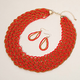 Bold Seed Beaded Collar Necklace