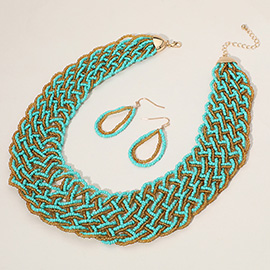 Bold Seed Beaded Collar Necklace