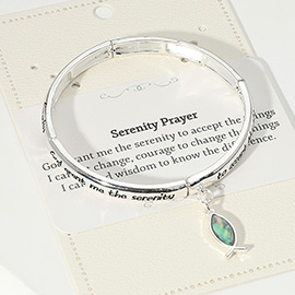Serenity Prayer Message Abalone Ichthys Charm Stretch Bracelet