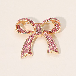 Stone Paved Bow Pin Brooch