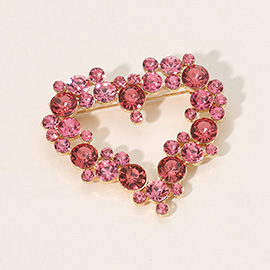 Stone Embellished Heart Pin Brooch