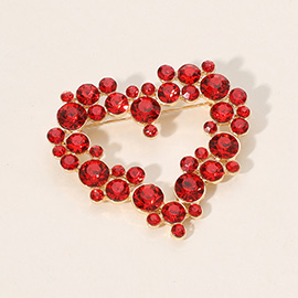 Stone Embellished Heart Pin Brooch