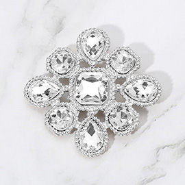 Stone Cluster Flower Pin Brooch