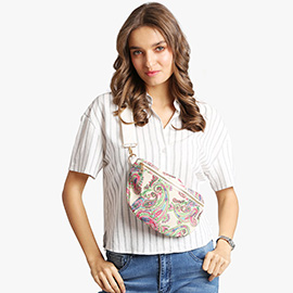 Boho Abstract Pattern Embroidered Crossbody Belt Bag / Sling Bag / Fanny Pack