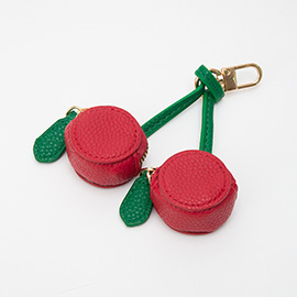 Faux Leather Cherry Keychain / Bag Charm / Coin Purse