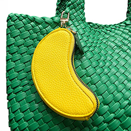 Faux Leather Banana Keychain / Bag Charm / Coin Purse