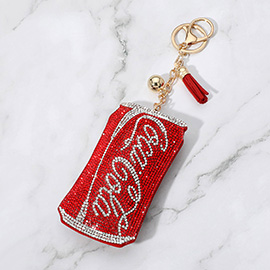 Bling Studded Cola Coke Can Tassel Keychain