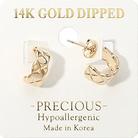 14K Gold Dipped Hypoallergenic Textured Mini Hoop Earrings