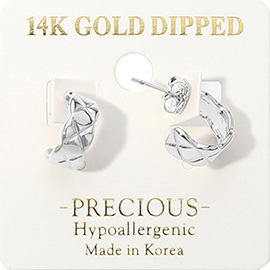 14K Gold Dipped Hypoallergenic Textured Mini Hoop Earrings