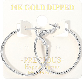 14K Gold Dipped Hypoallergenic Textured Hoop Earrings