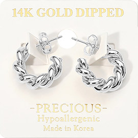 14K Gold Dipped Hypoallergenic Twisted Hoop Earrings