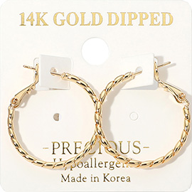 14K Gold Dipped Hypoallergenic Twisted Hoop Earrings