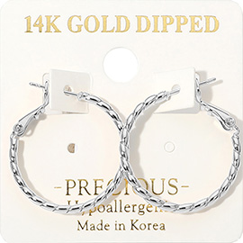 14K Gold Dipped Hypoallergenic Twisted Hoop Earrings