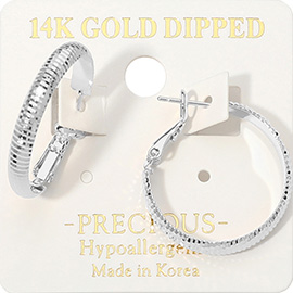 14K Gold Dipped Hypoallergenic Textured Hoop Earrings
