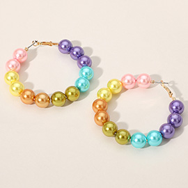 Pearl Ball Hoop Earrings