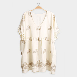 Boho Paisley Embroidered Tunic Dress