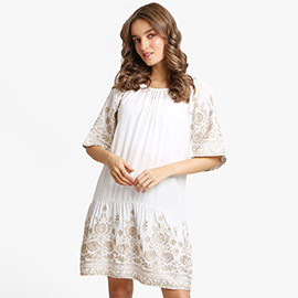 Floral Embroidered Mini Dress