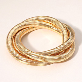 Triple Ribbed Metal Twisted Stretch Bracelet
