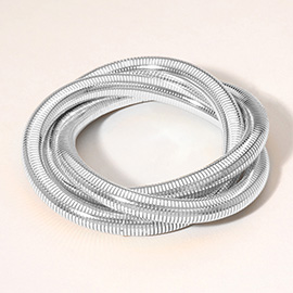 Triple Ribbed Metal Twisted Stretch Bracelet
