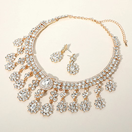 Teardrop Stone Chandelier Evening Necklace