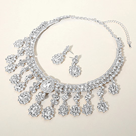 Teardrop Stone Chandelier Evening Necklace